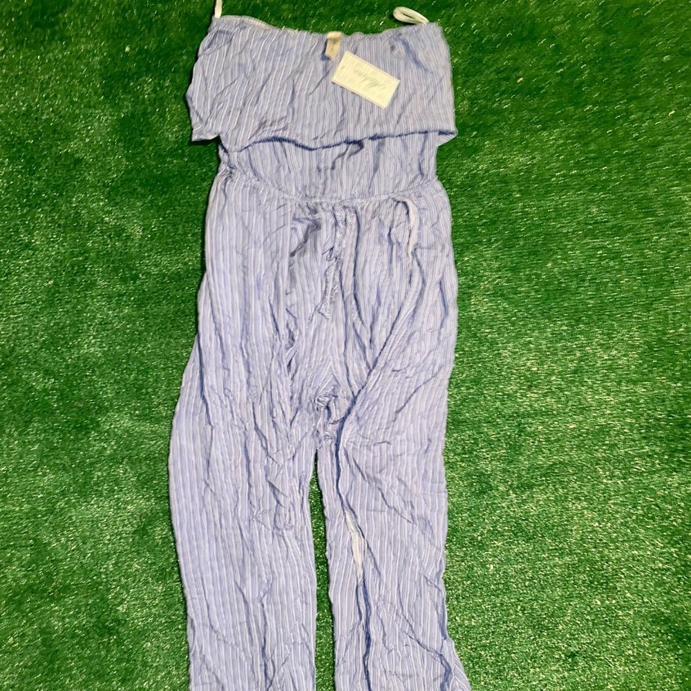 Mahaina Hawaiian Striped Slit Pants Tube Romper L